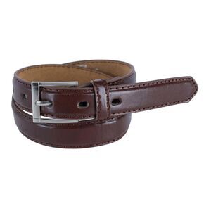 CTM Kid's Leather 1 inch Dress Belt with Square Buckle